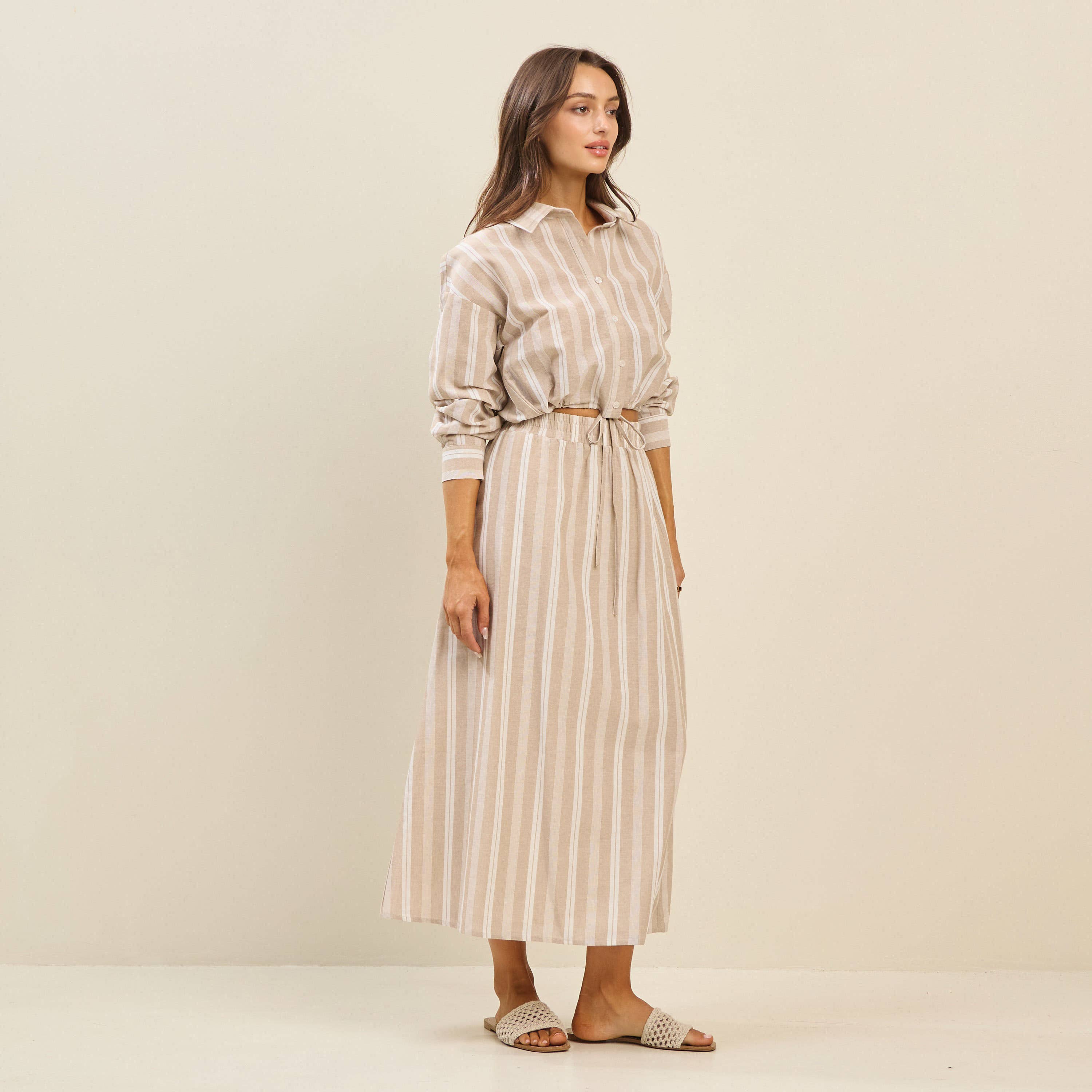 Striped Shirt & Skirt Set