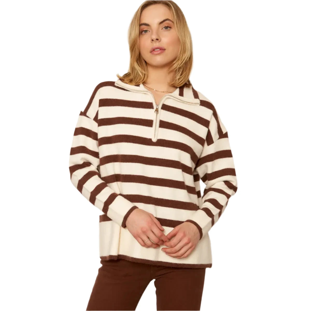 Striped Half-Zip Sweater