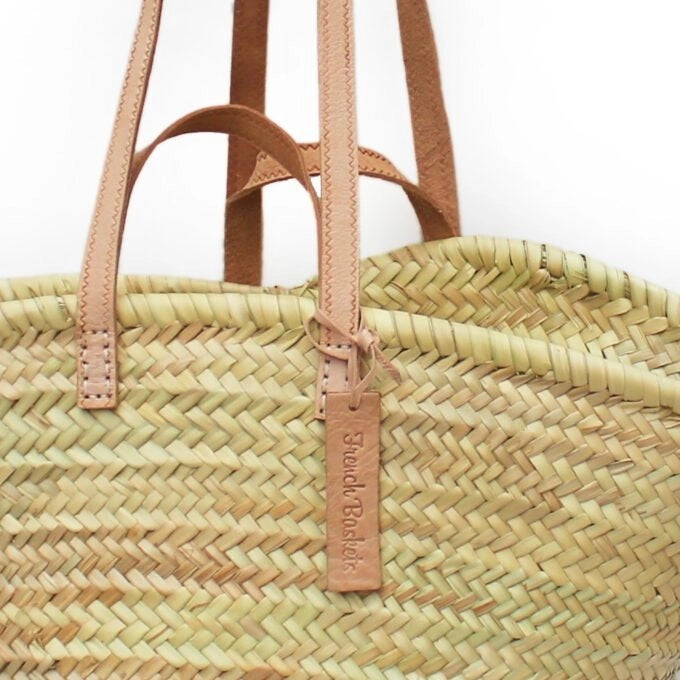 Straw Shoulder Bag double natural handles French Baskets