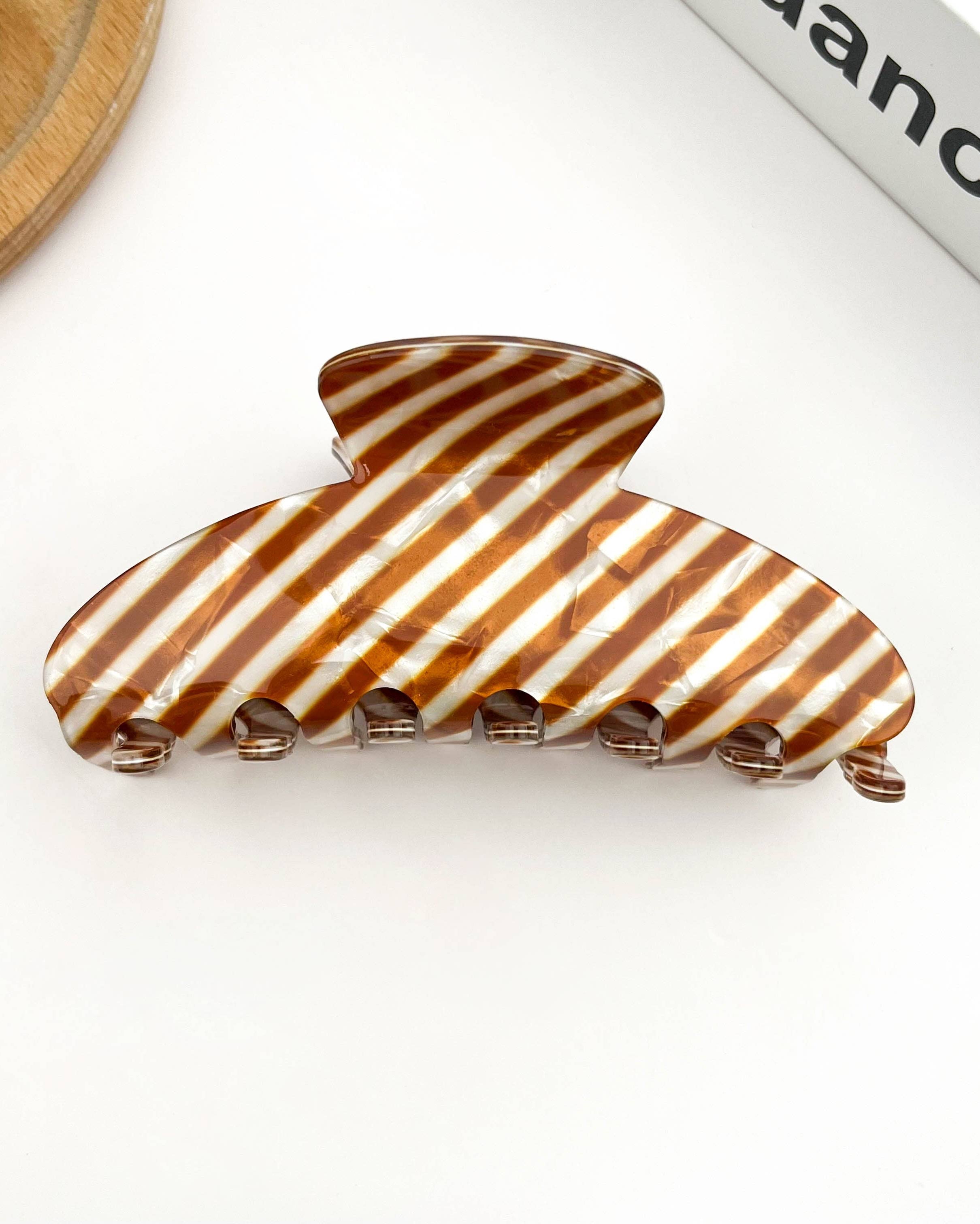 Striped Oval Claw Clip