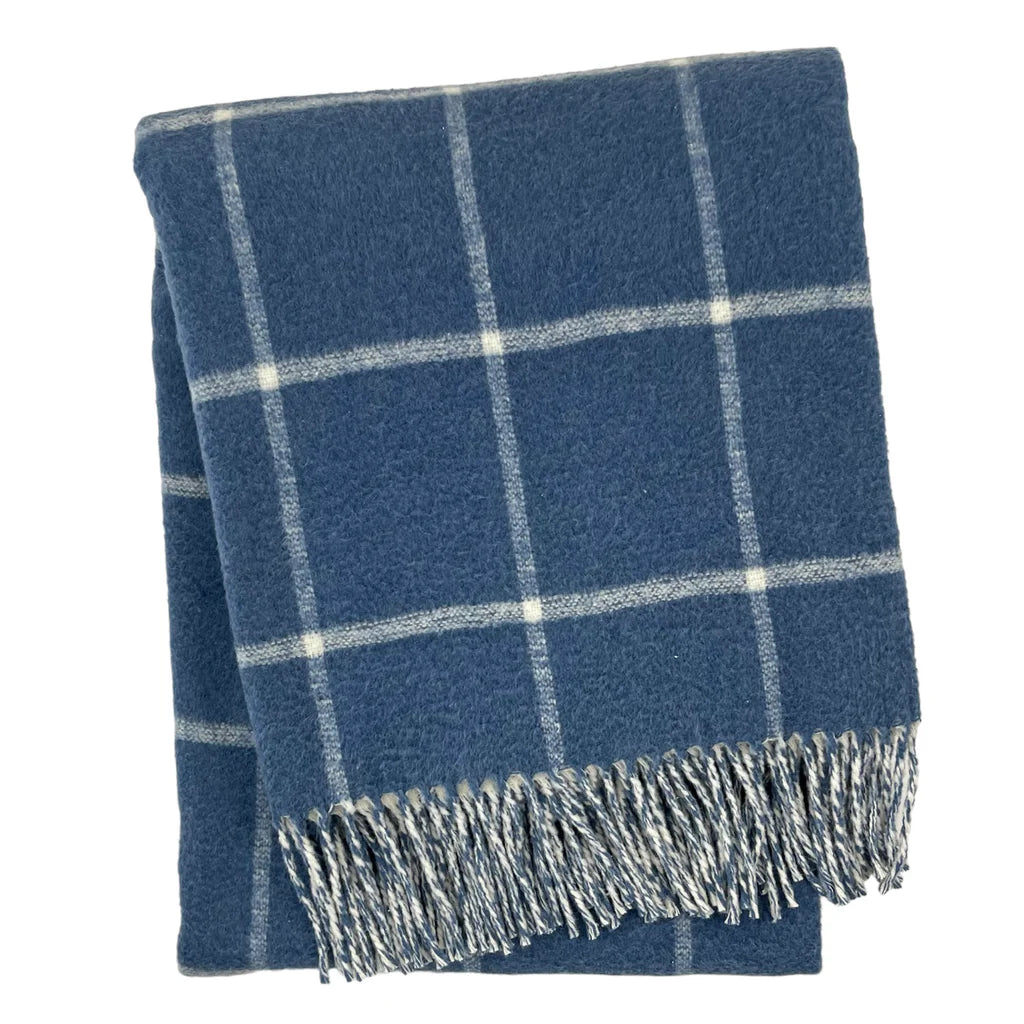 Double Face Cotton Window Pane Throw with Fringes