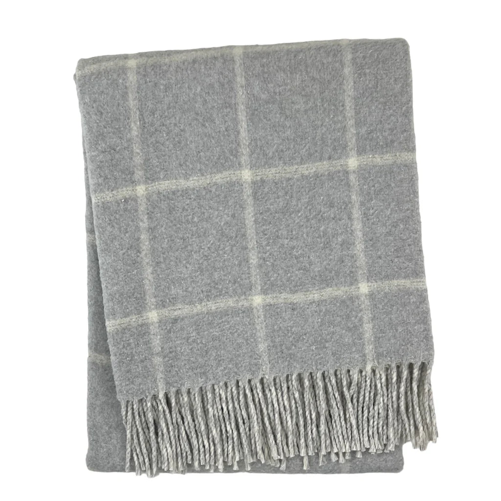 Double Face Cotton Window Pane Throw with Fringes