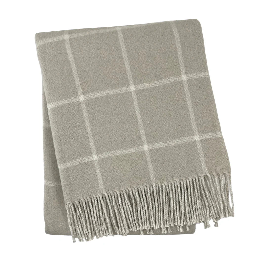 Double Face Cotton Window Pane Throw with Fringes