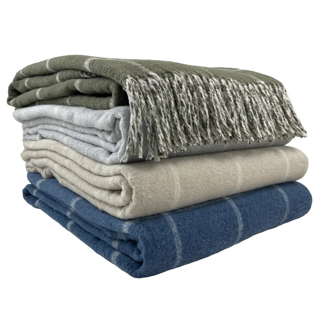 Double Face Cotton Window Pane Throw with Fringes