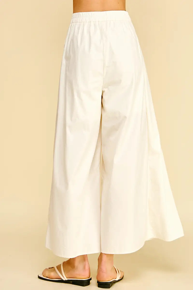 Milk White Pleated Wide Leg Pants