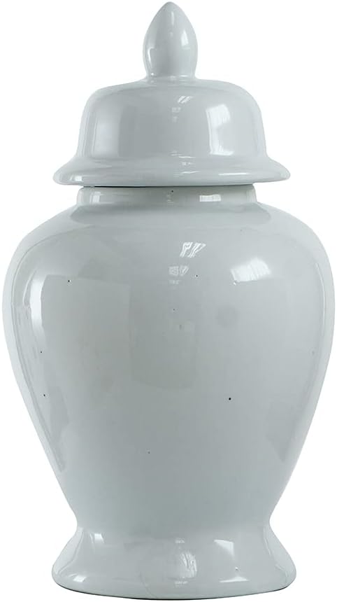 17.25" White Small Ribbed Lidded Jar