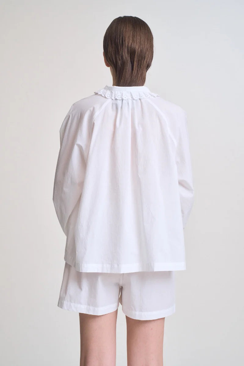 Eyelet Off White Collar Shirt