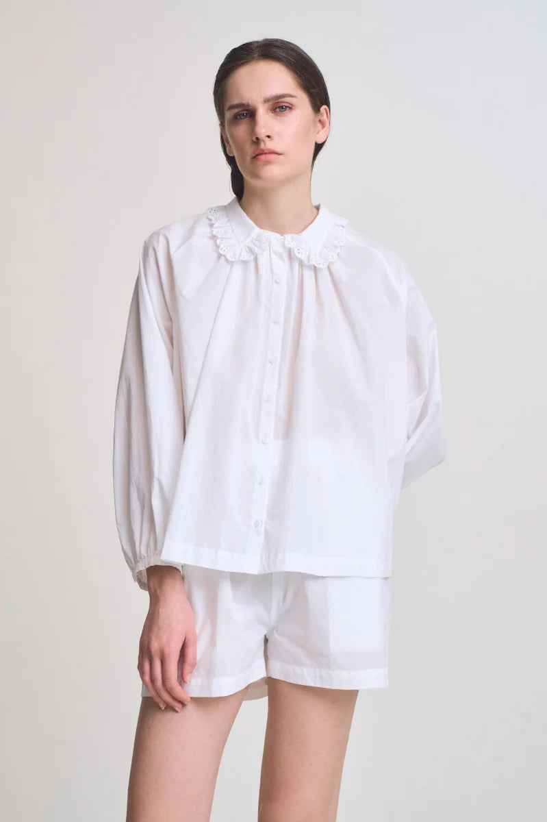 Eyelet Off White Collar Shirt