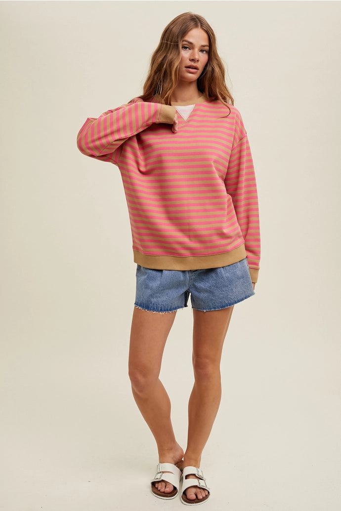 Striped Oversized Crewneck Pullover