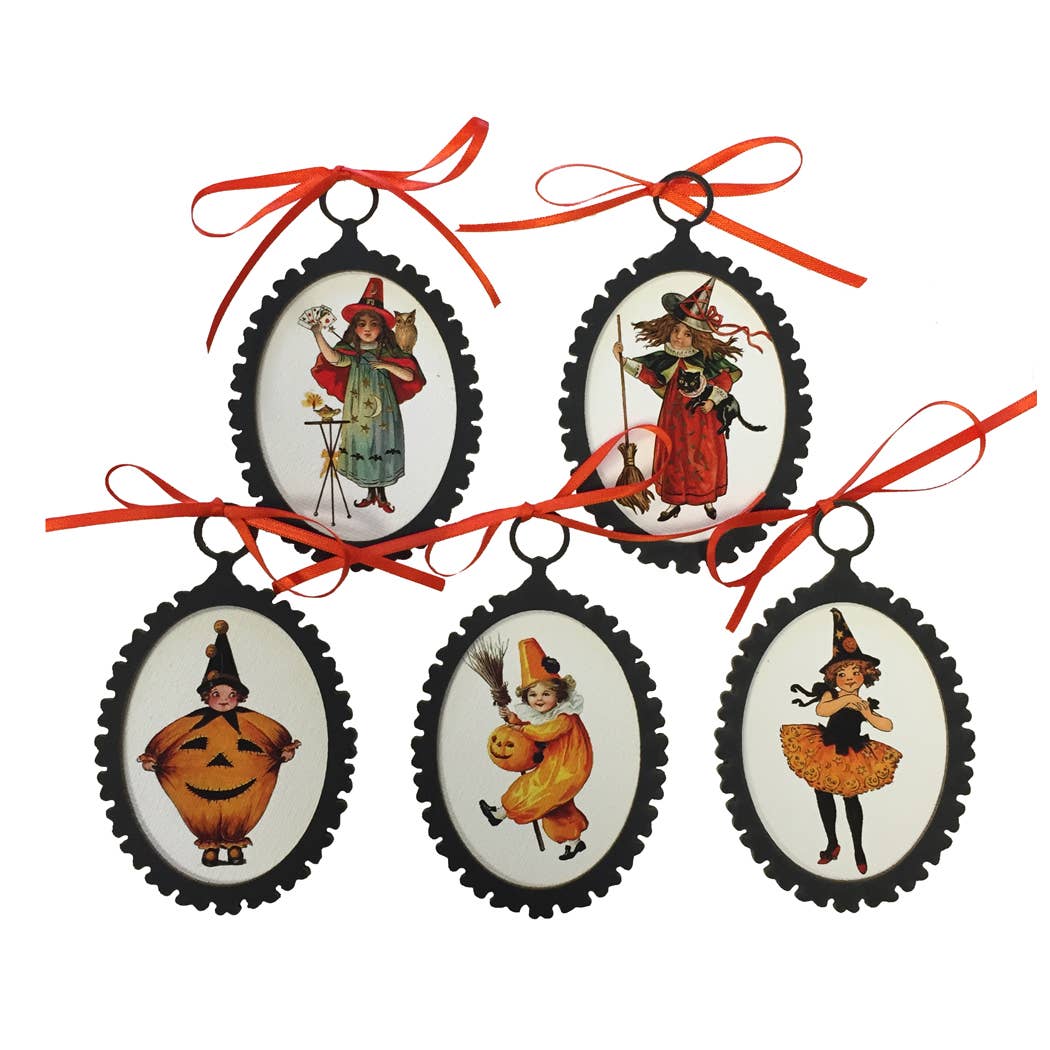 Vintage Halloween Costume Ornament Set