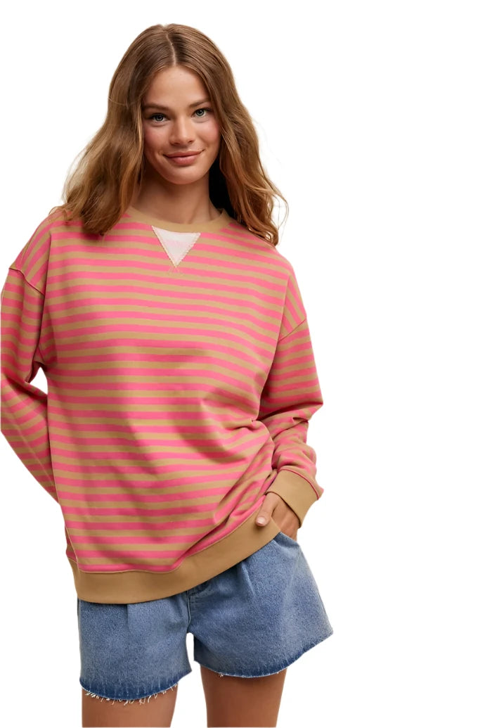 Striped Oversized Crewneck Pullover