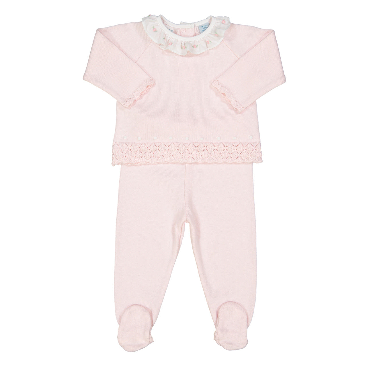 Rose Ruffle Collar Diamond Knit Set