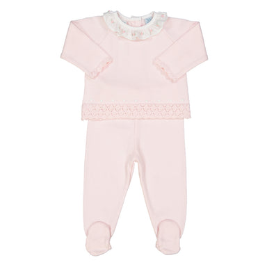Rose Ruffle Collar Diamond Knit Set