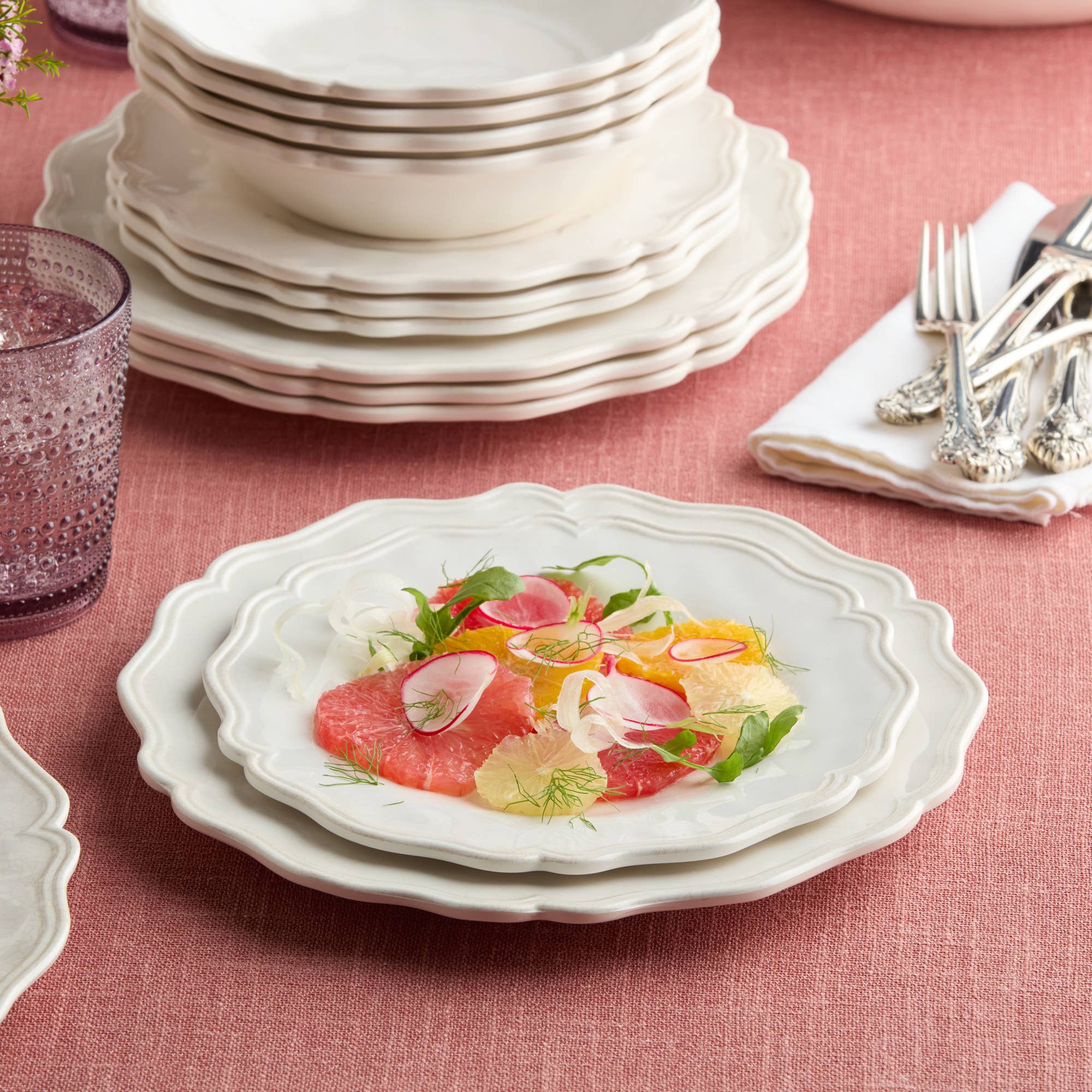 Isabella Cream Melamine Salad Plate