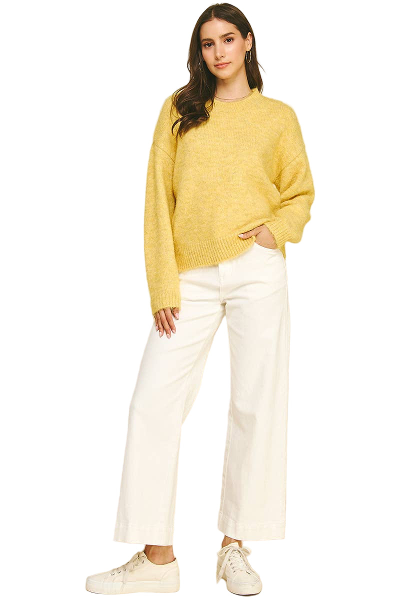 Crew Neck Knit Sweater Mustard