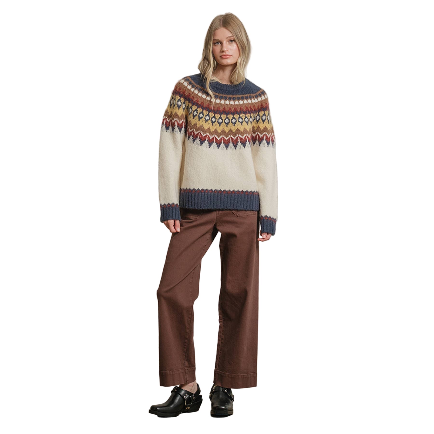 Fair Isle Pattern Knit Sweater