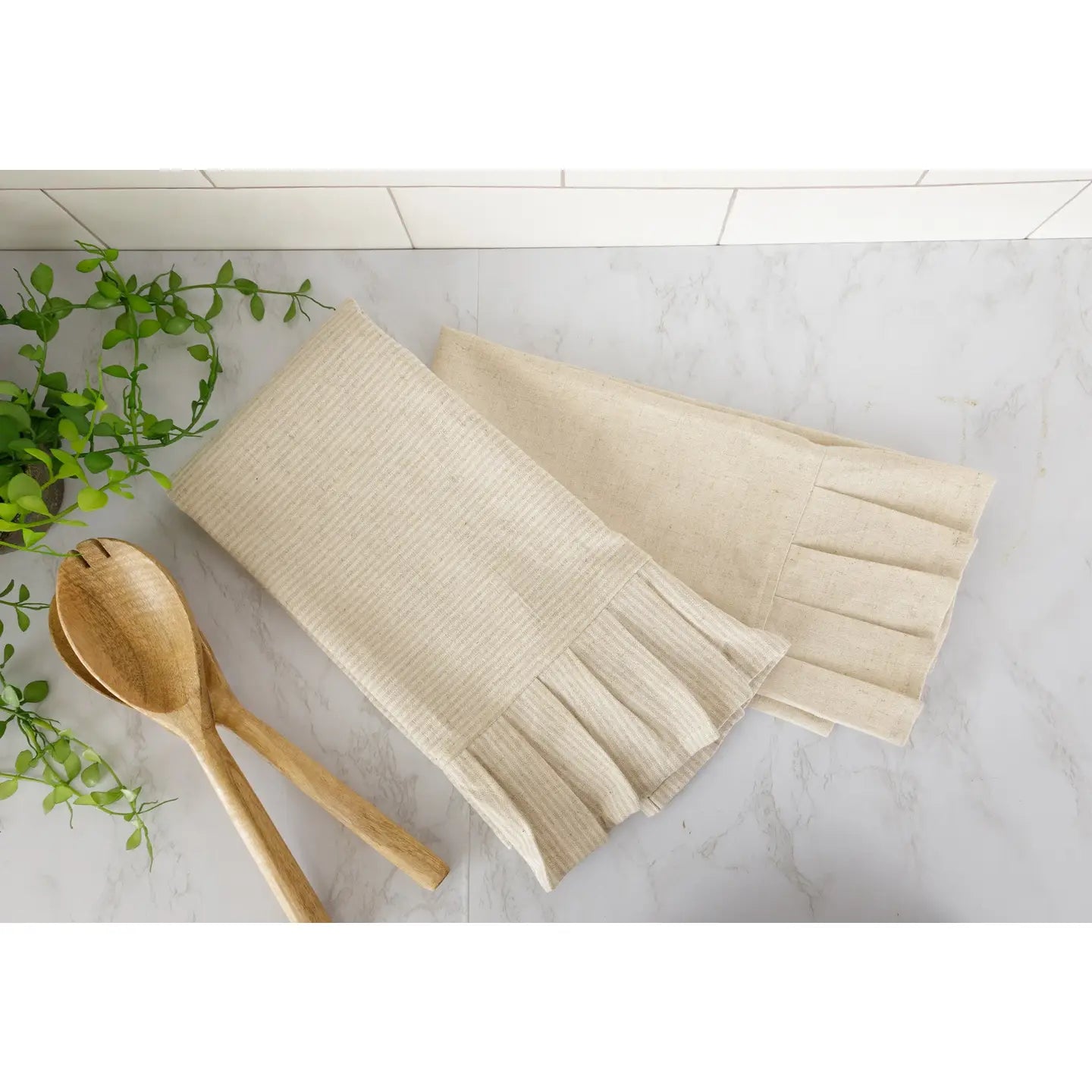 Ruffle Natural Tea Towels (Pack of 2)