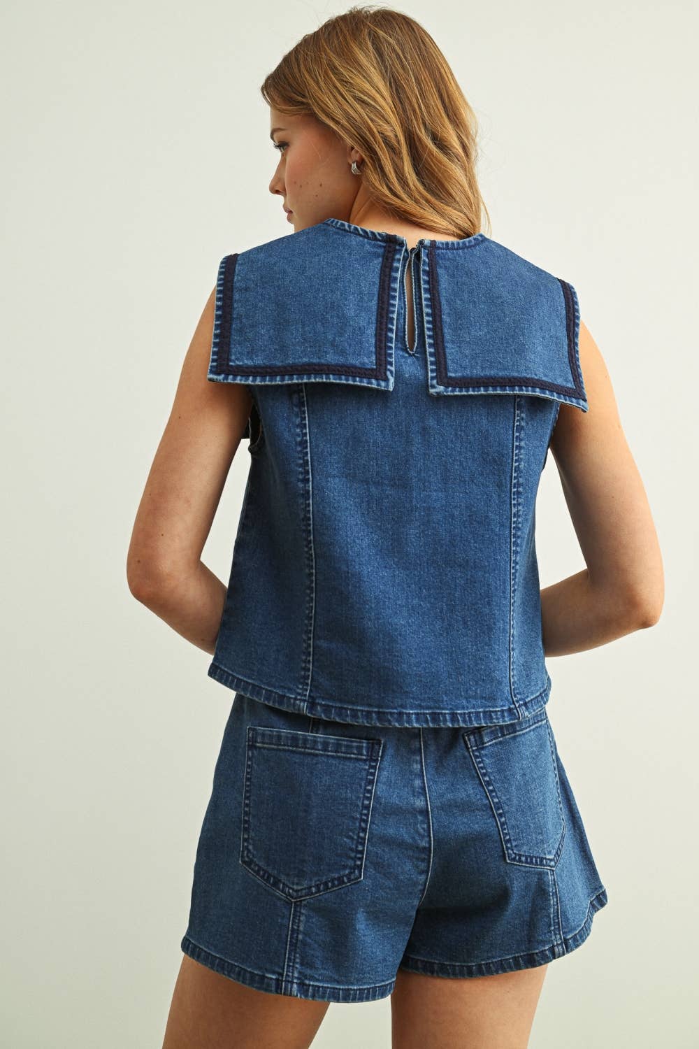 Sailor Collar Denim Top