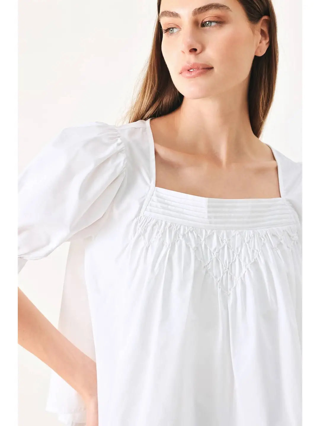 White Square Neck Blouse