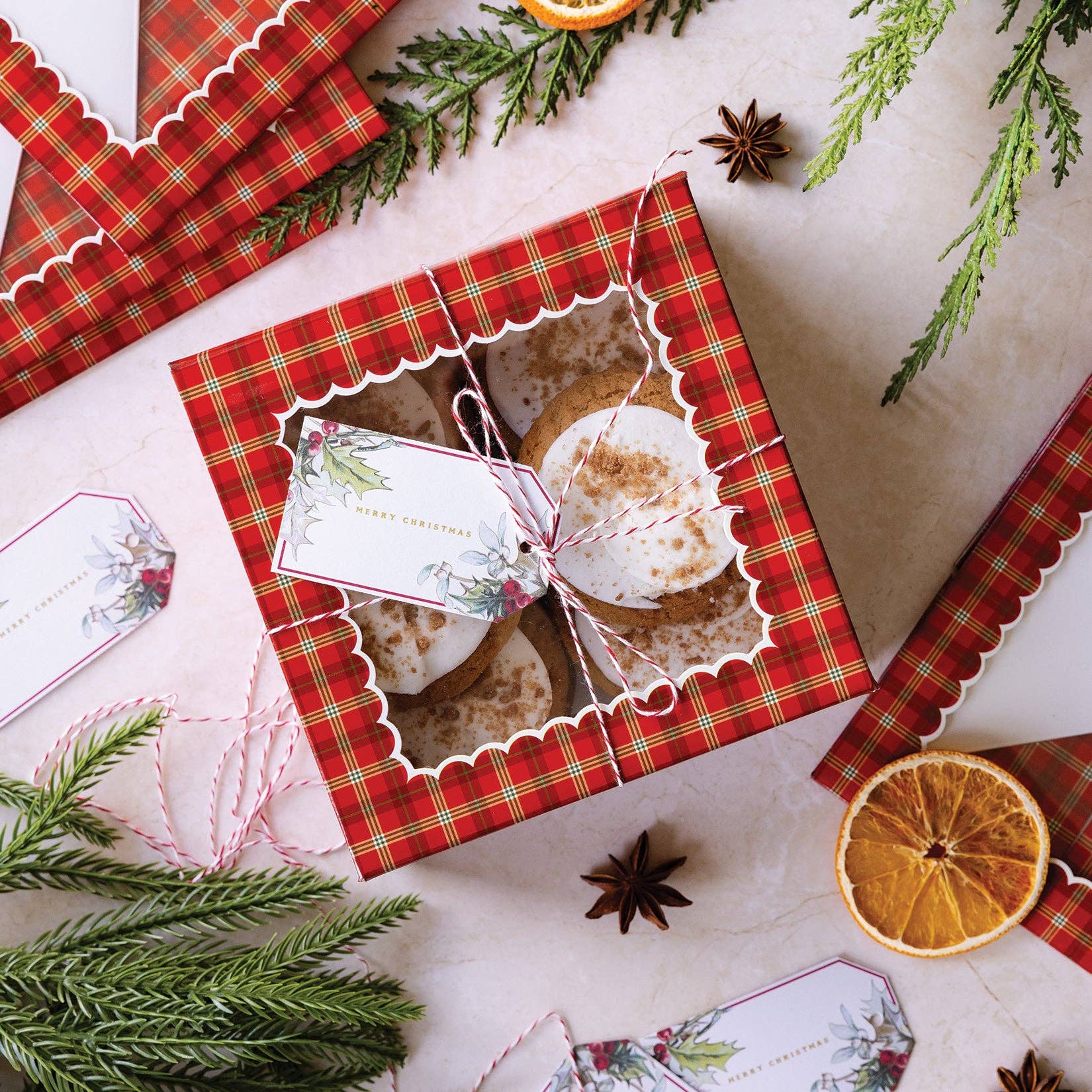 Red Plaid Cookie Boxes