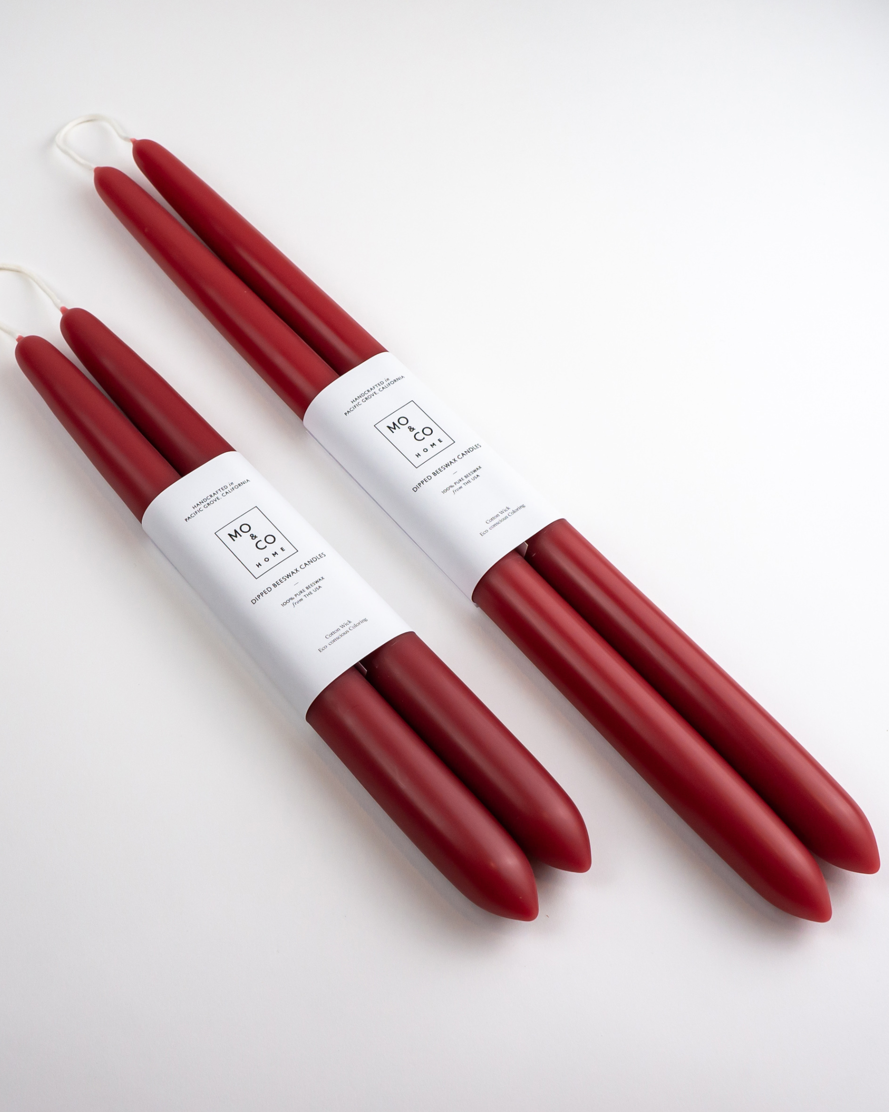 Beeswax Dipped Candles - Berry Red