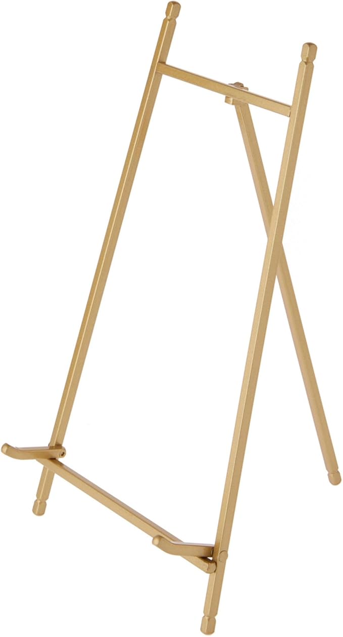 Satin Metal Easel, 12" H X 7" W X 7.75" D Gold