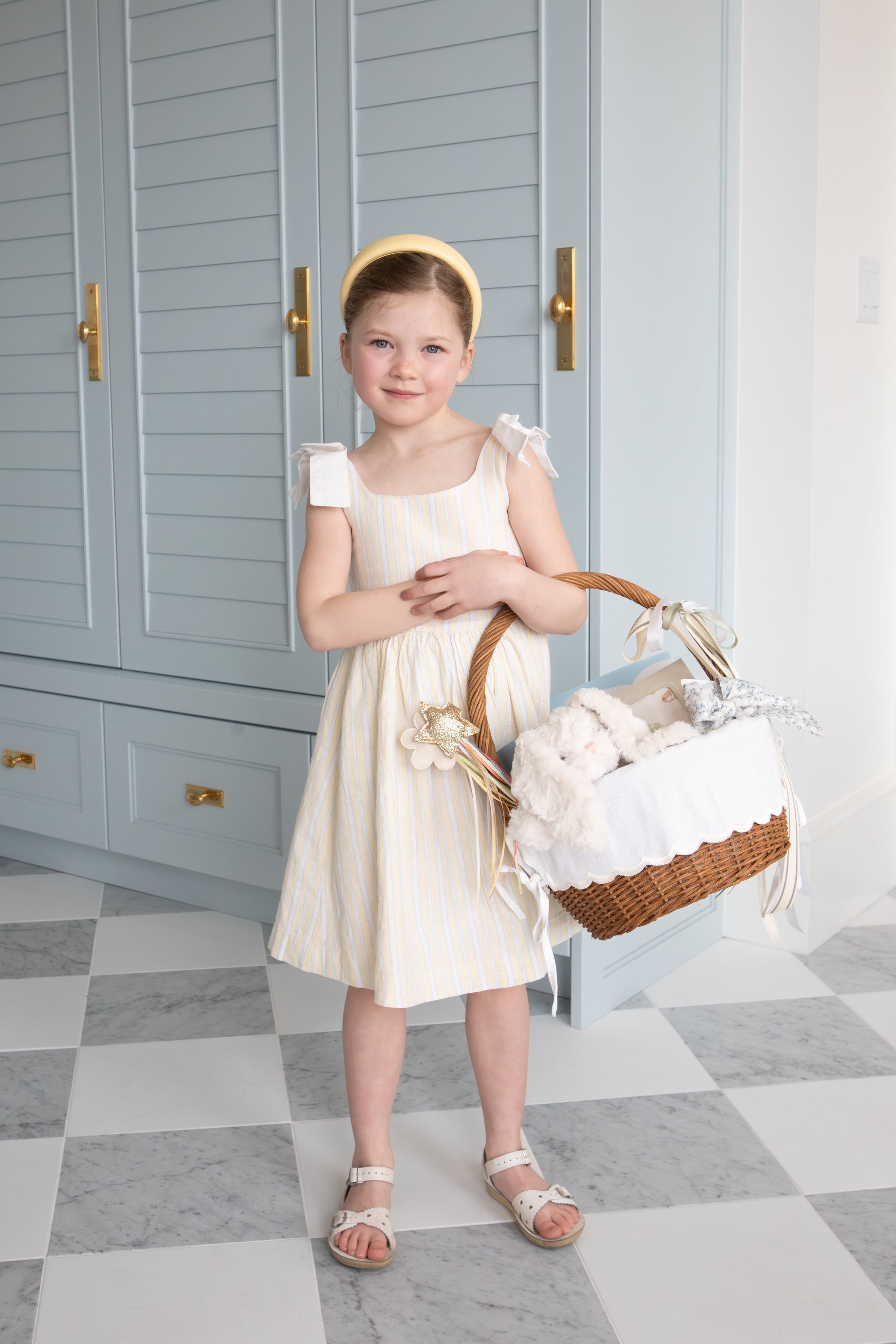 Sunlit Stripe Linen Bow Dress