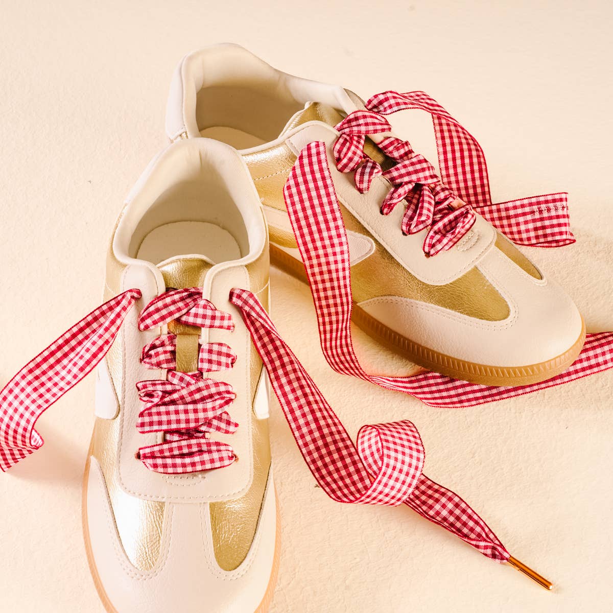 Gingham Red Shoelaces