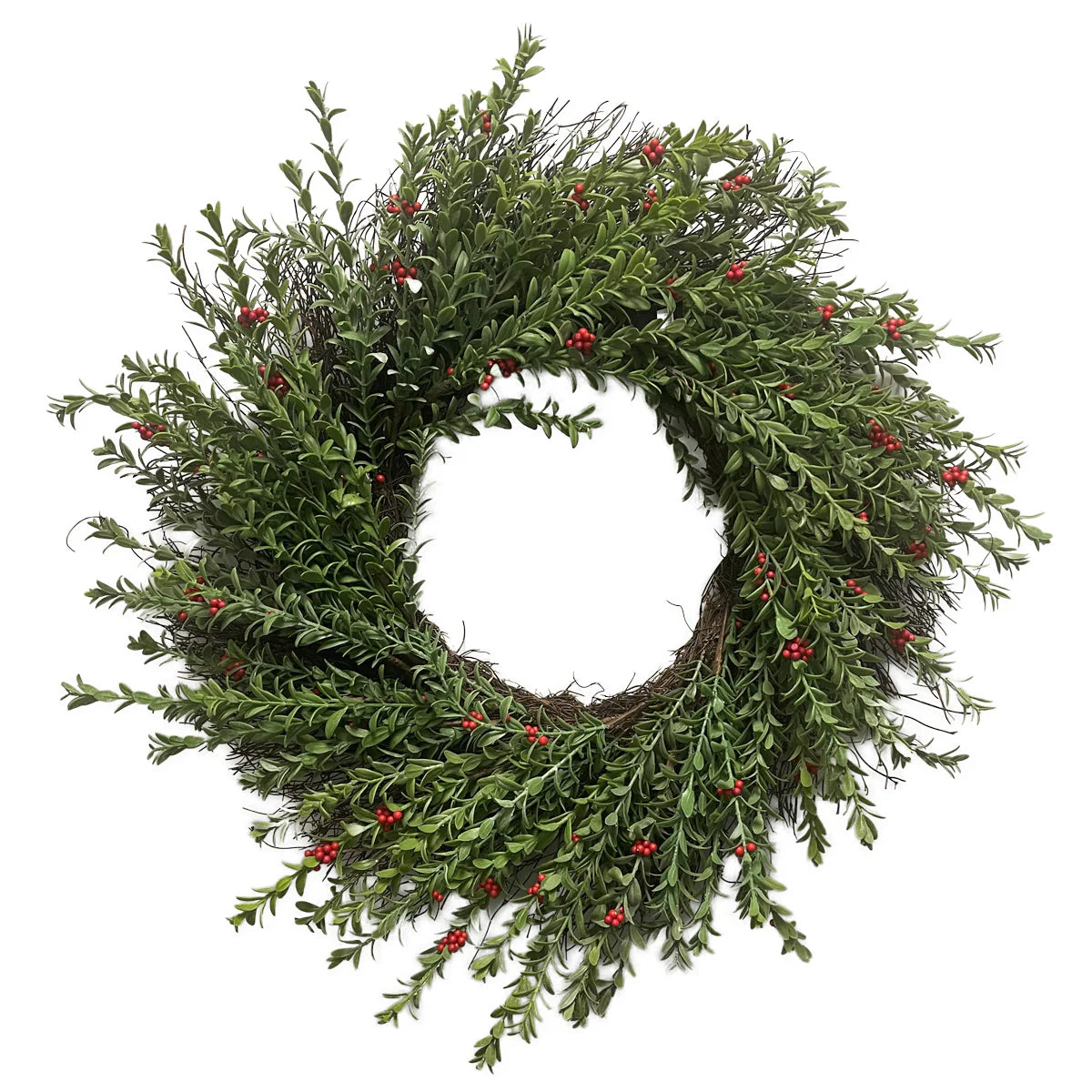 23" Real Touch Myrtle Wreath w/Red Berries