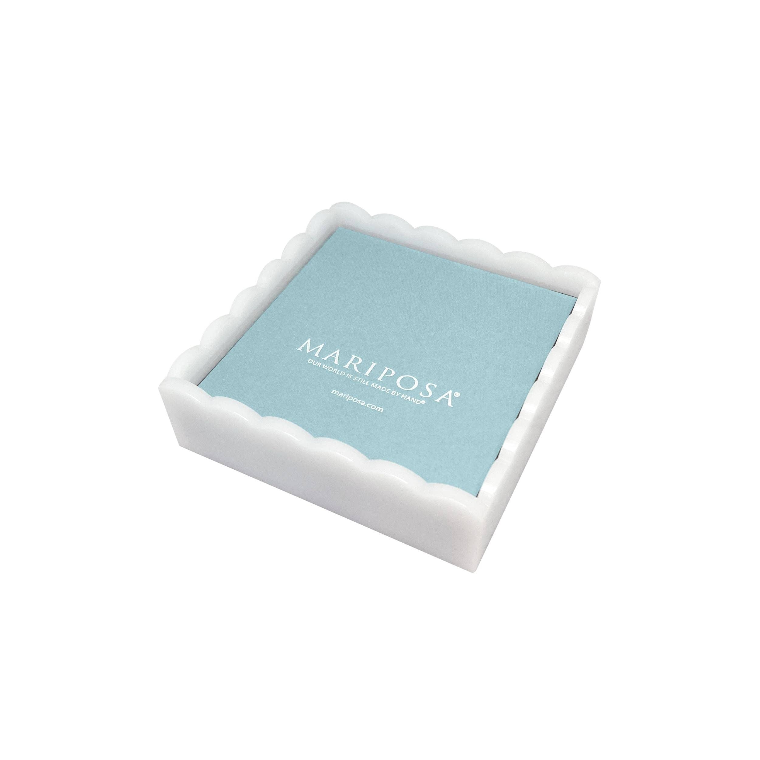 White Scalloped Napkin Box