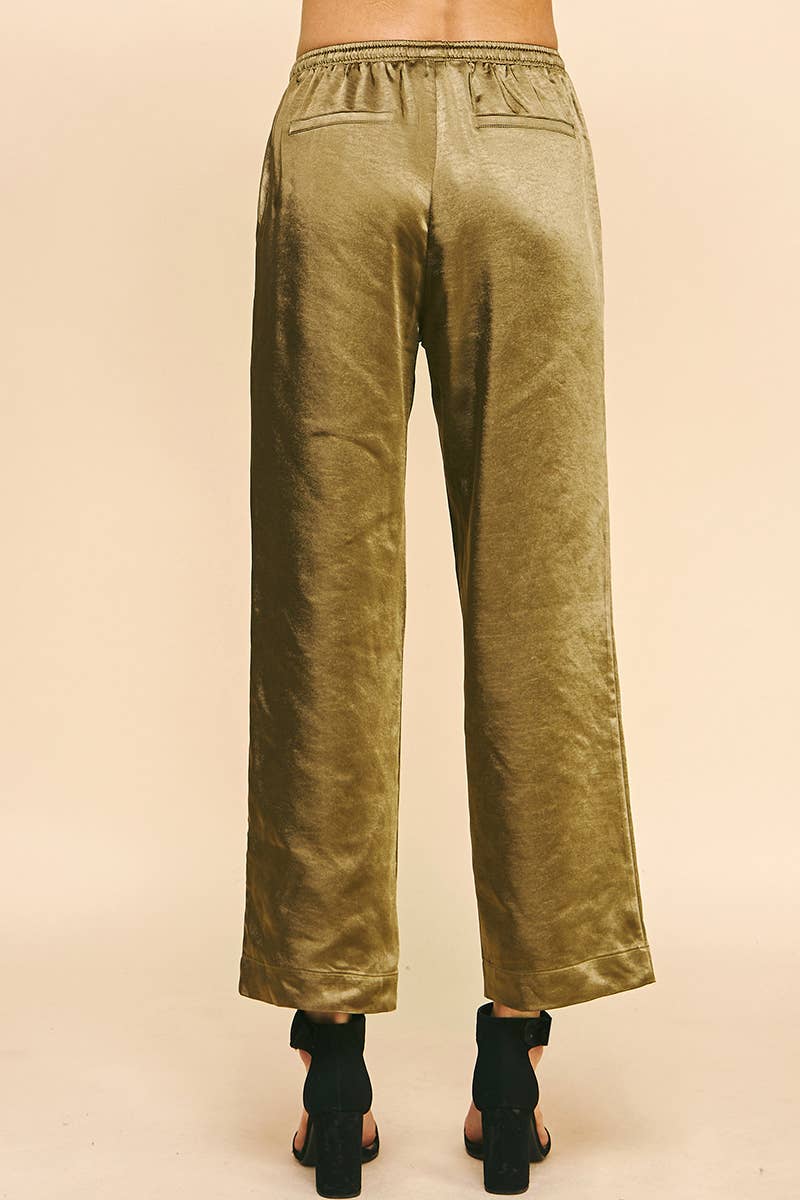 Satin Straight Pants Mocha