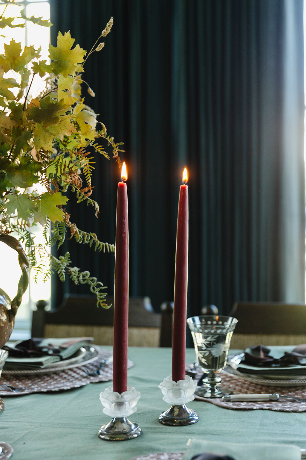 Beeswax Dipped Candles - Burgundy