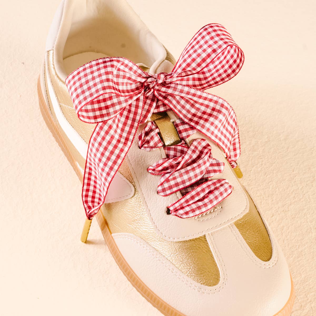 Gingham Red Shoelaces
