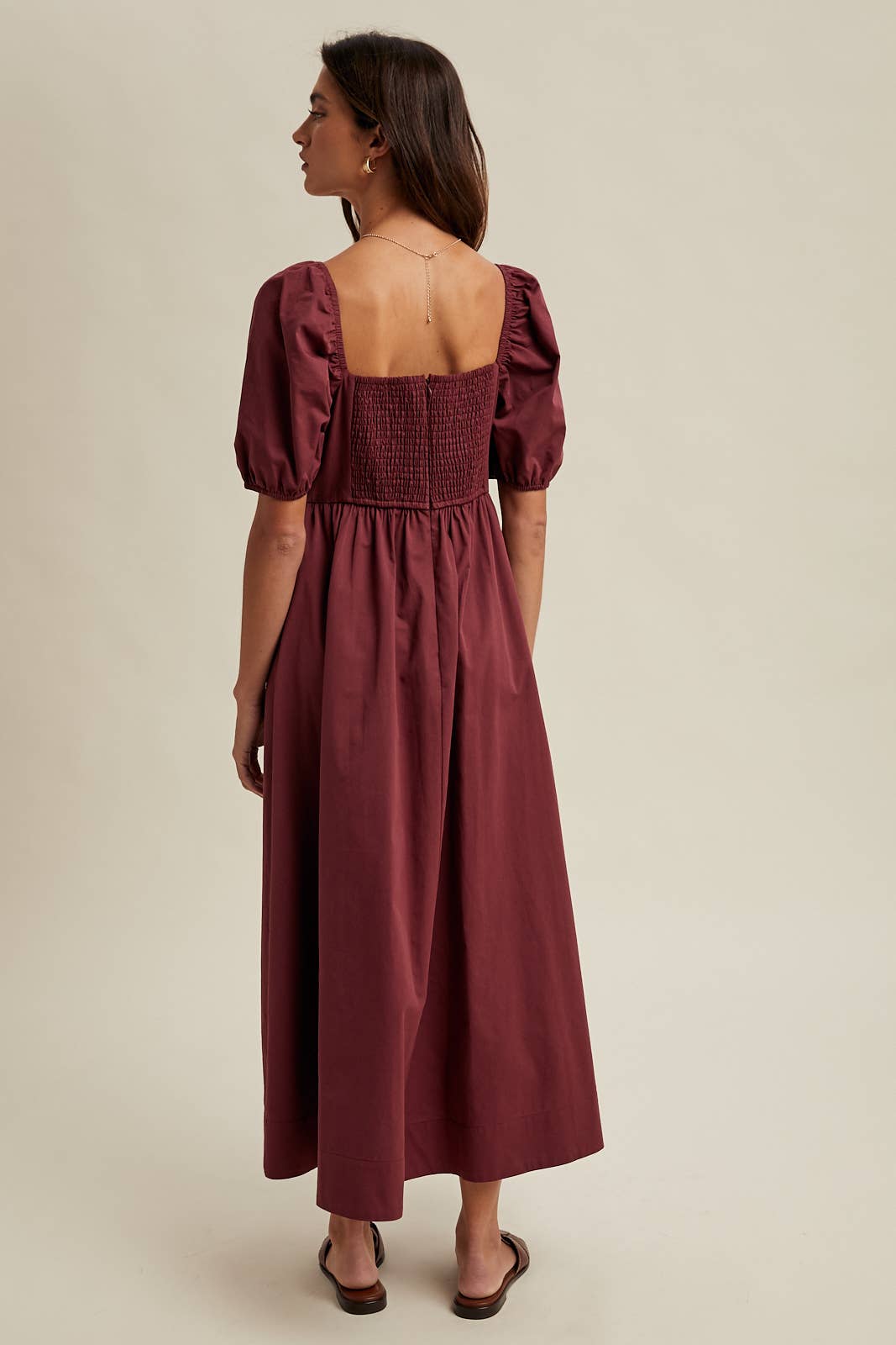 Puff Sleeve Midi Dress