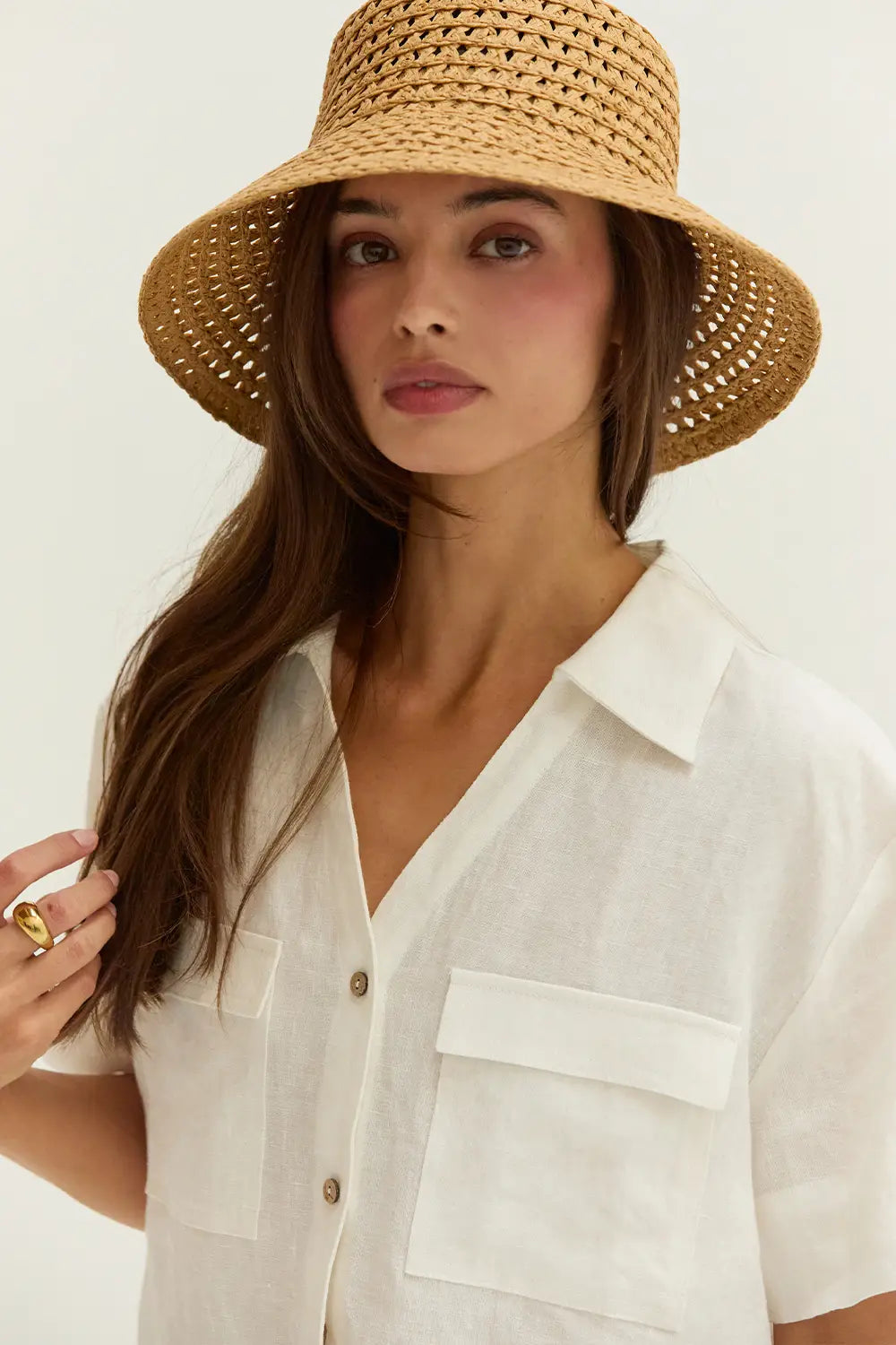 Mali Button Down Short Sleeve Linen Top