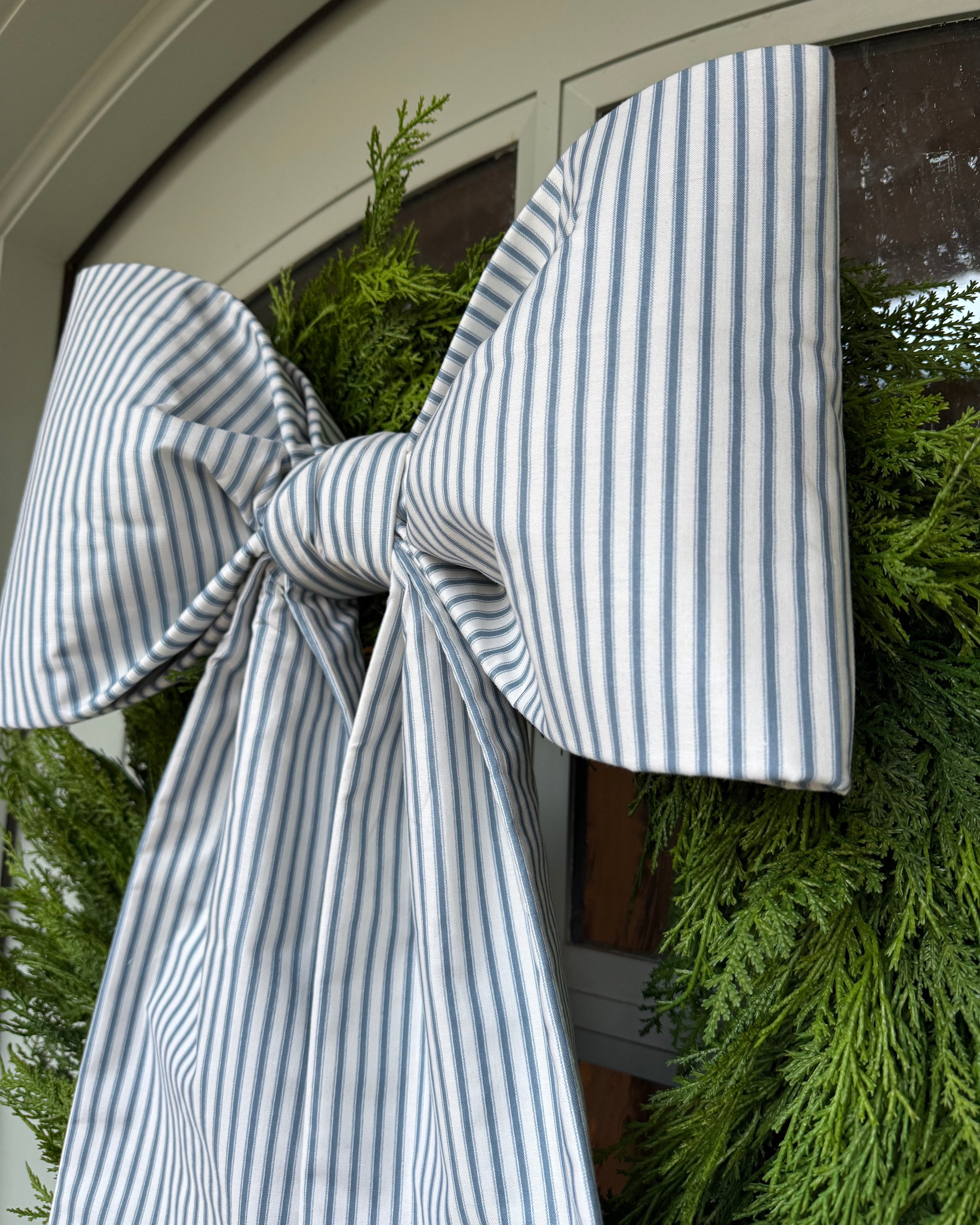 Large Blue Stripe Bow