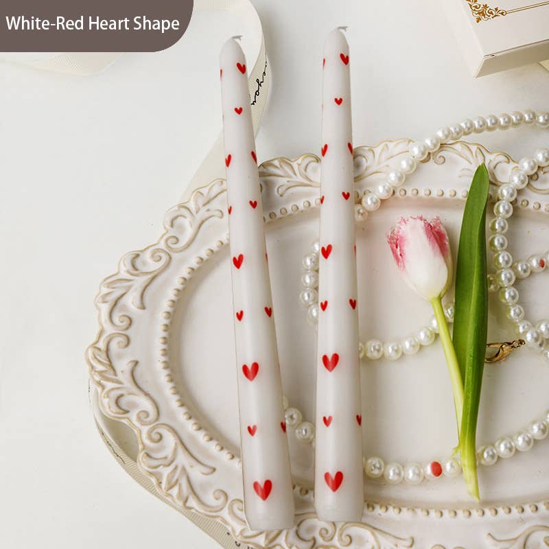 Heart Print Smokeless Pillar Candle Set