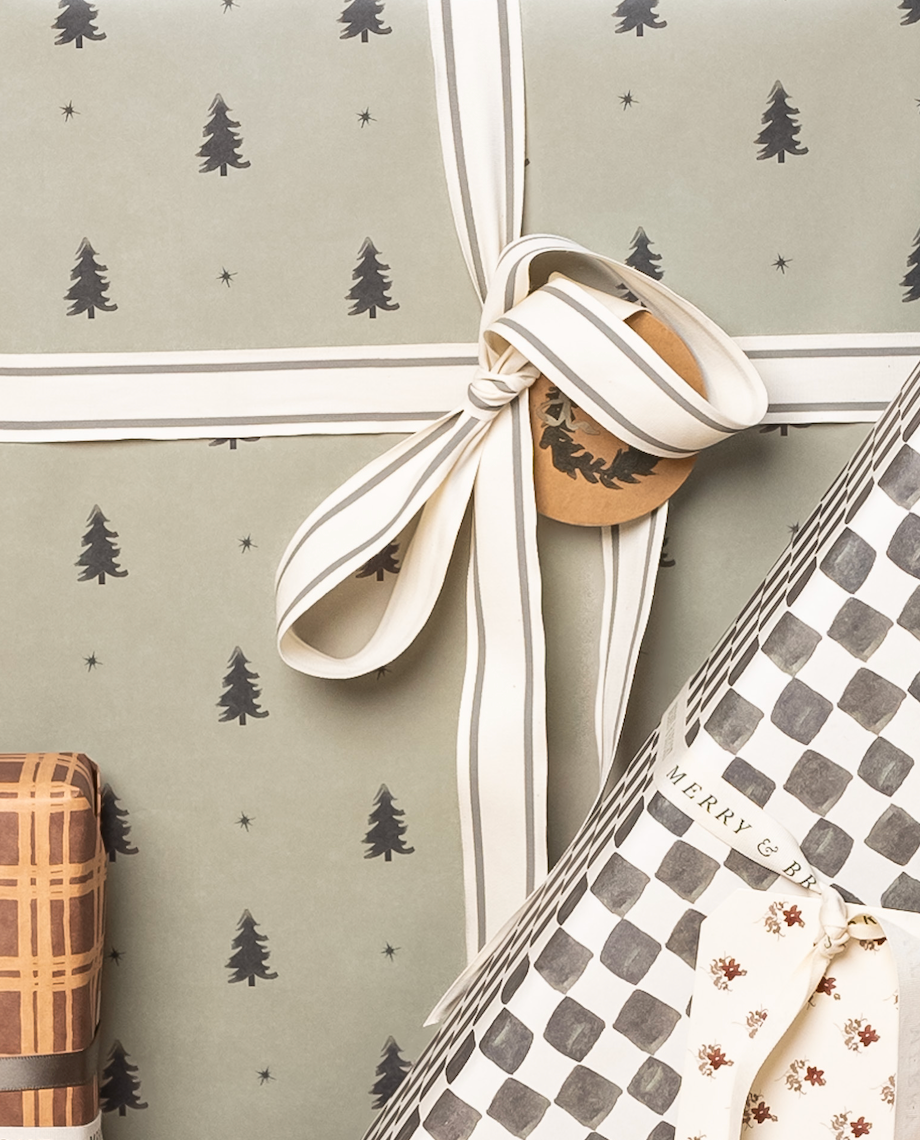 Sage Stripe Cotton Ribbon