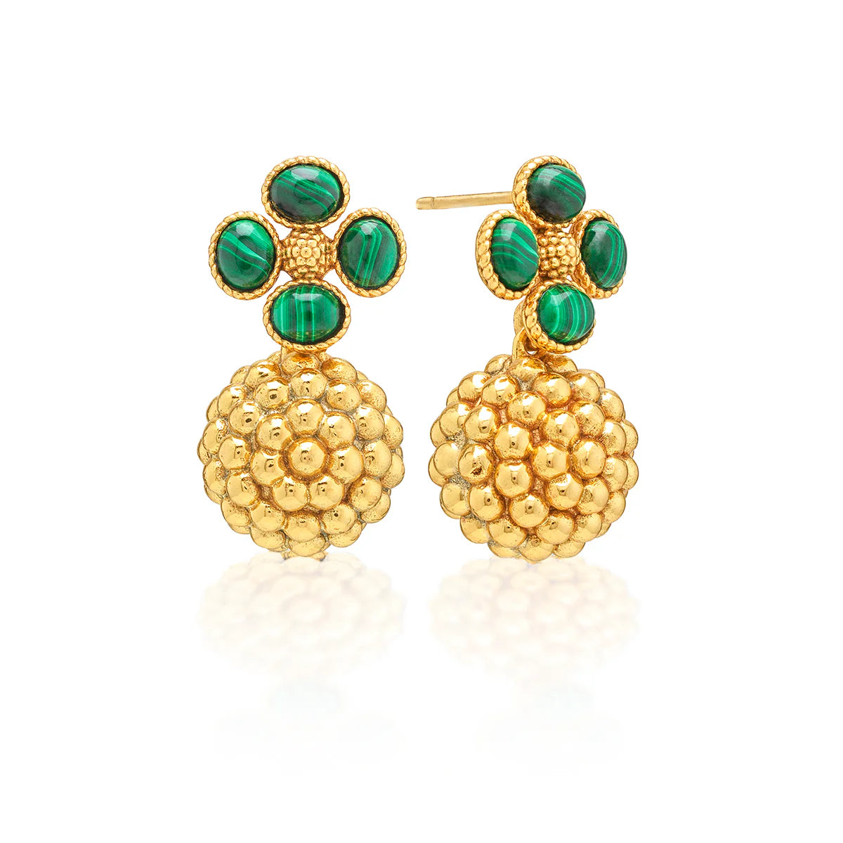 Berry Clover Drop Malachite Earrings