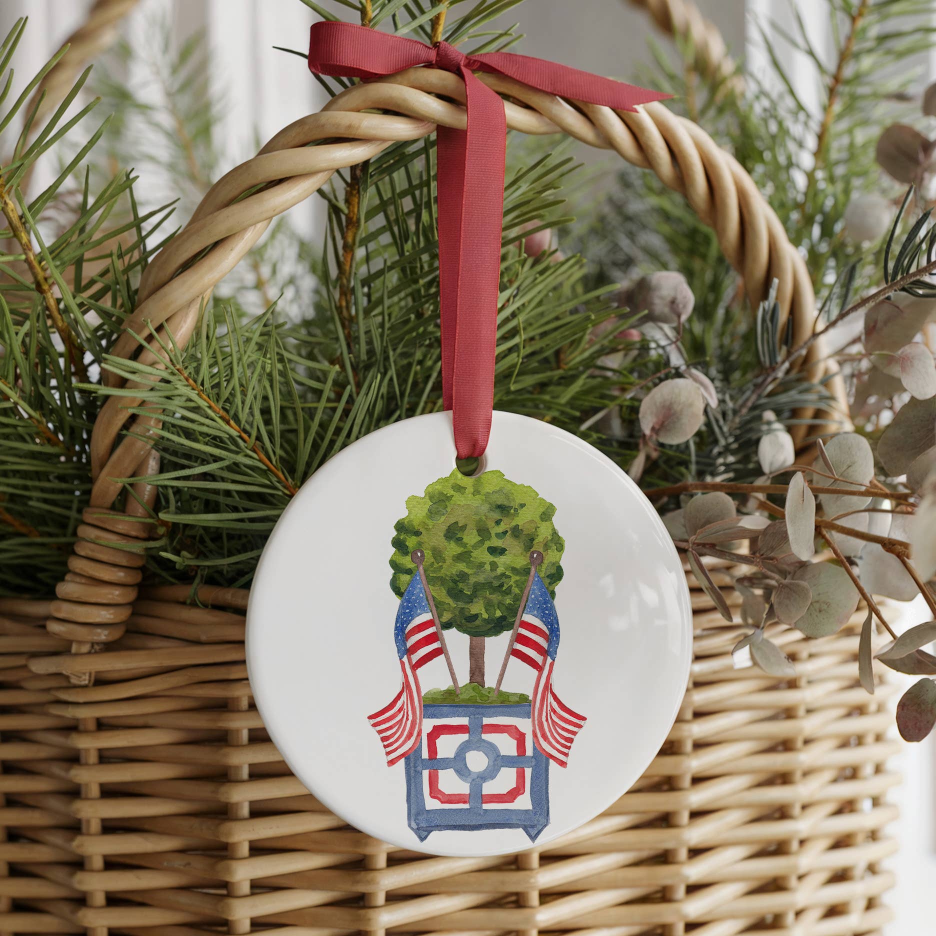 Americana Patriotic Topiary Ornament