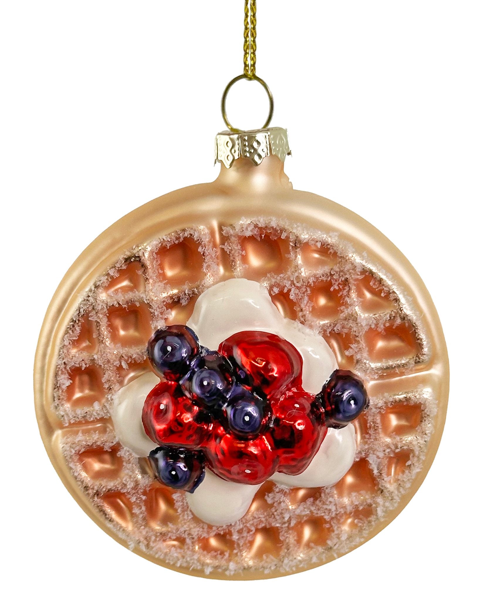 Waffle with Berries Glass Ornament