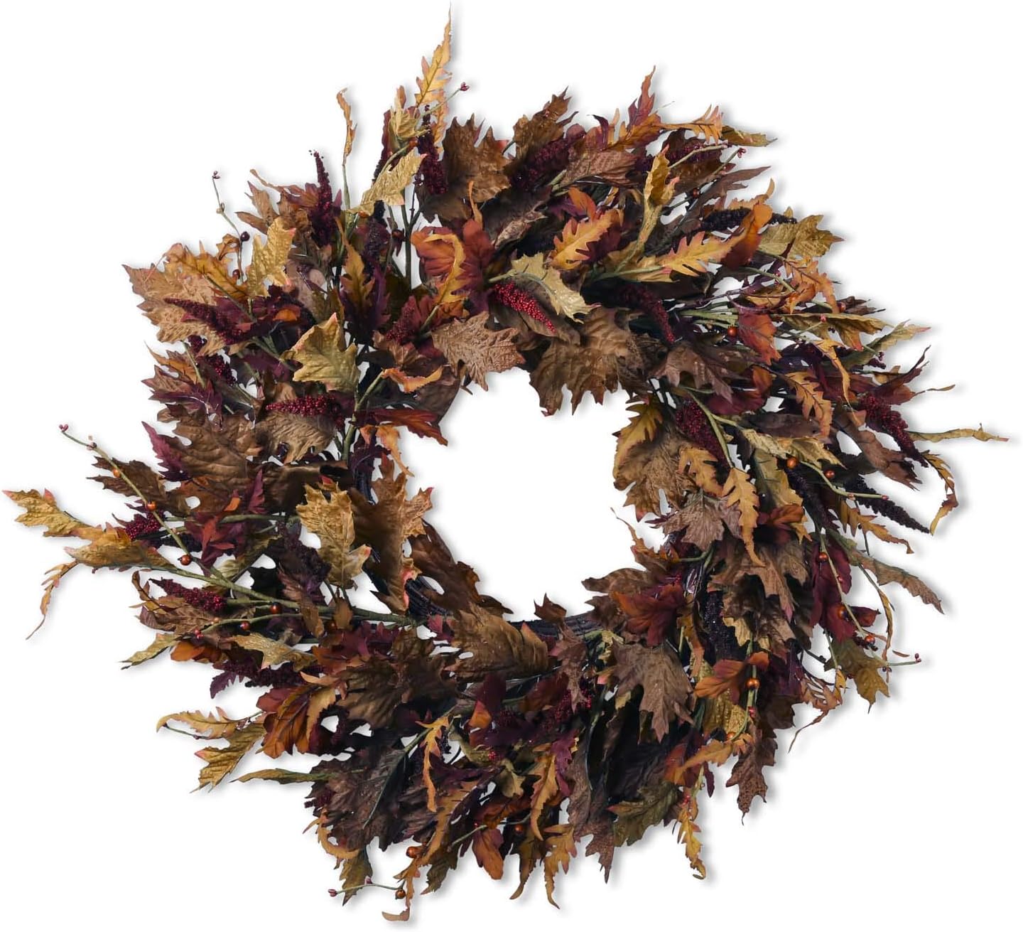 24" Oak Brown and Tan Leaf Wreath