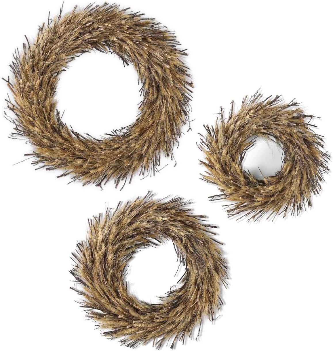 Round Dried Wheat and Twig Wreath