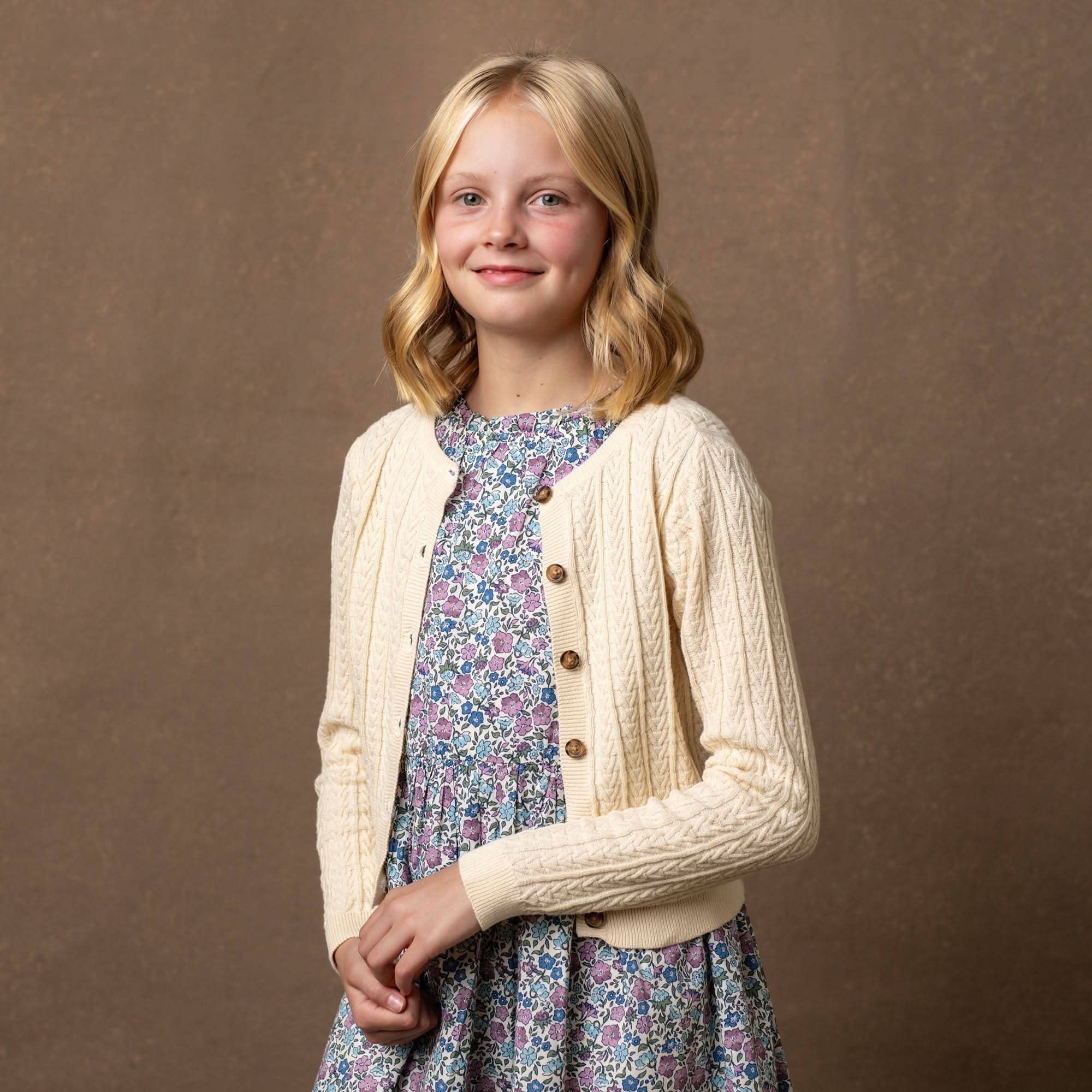 Organic Chevron Cable Baby Cardigan