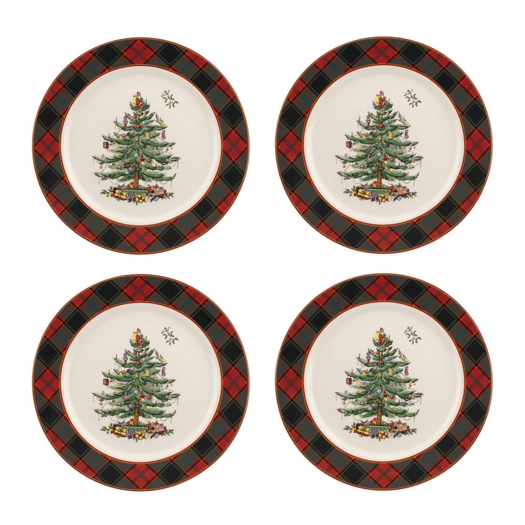 Christmas Tree Tartan Salad Plate Set of 4