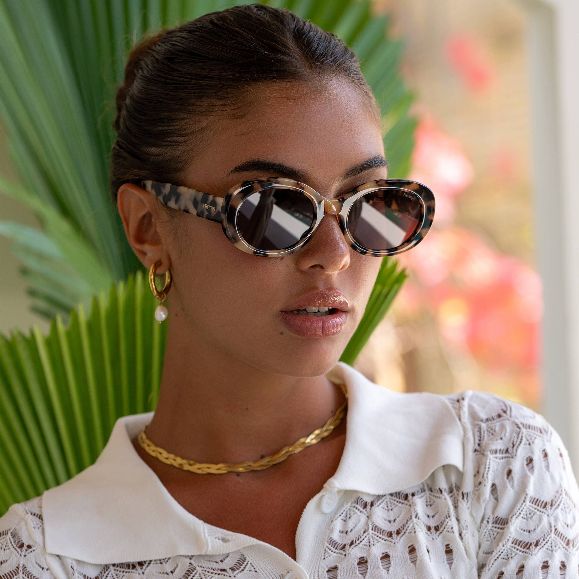 Aria Milky Tortoise Oval Sunglasses