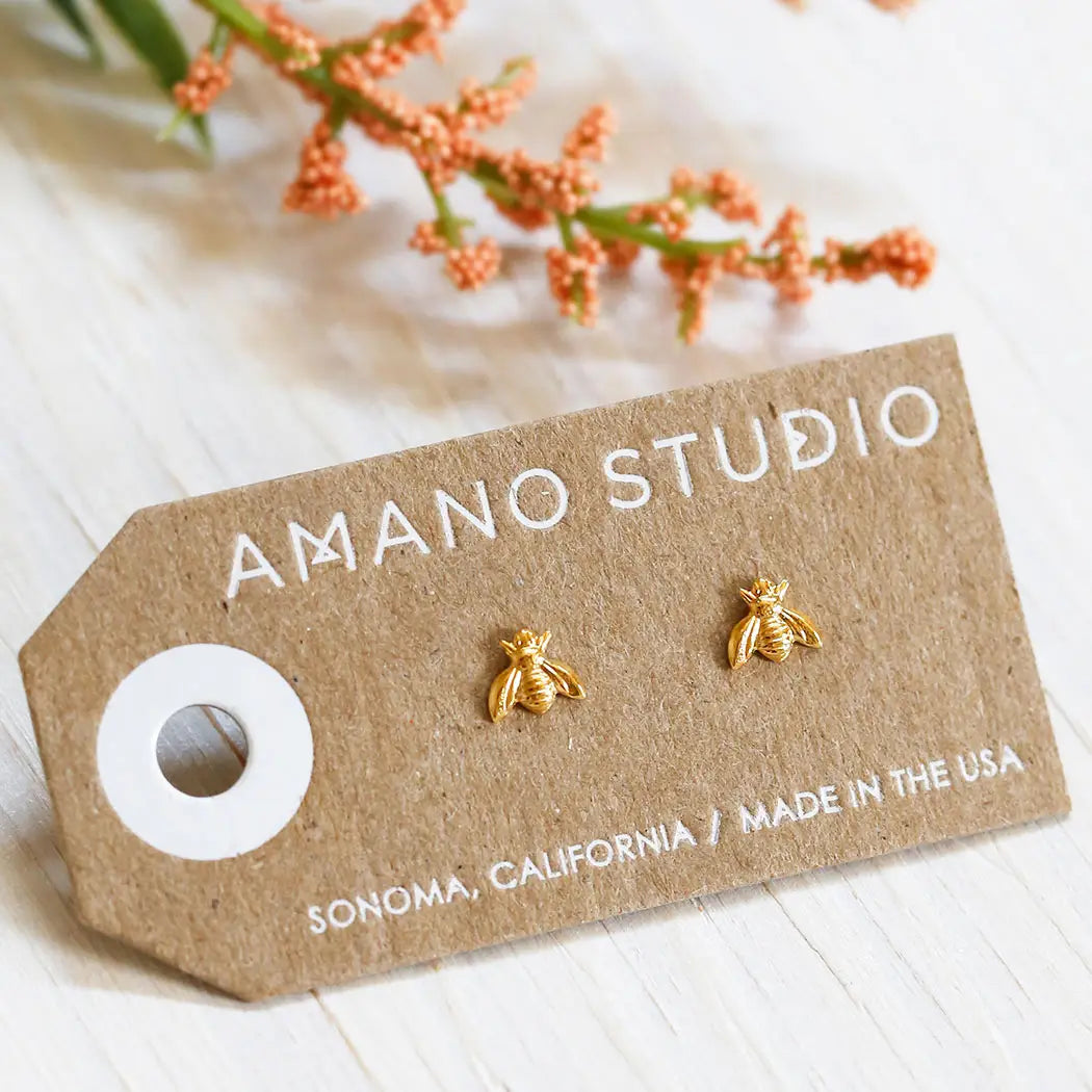 Honey Bee Studs, Gold