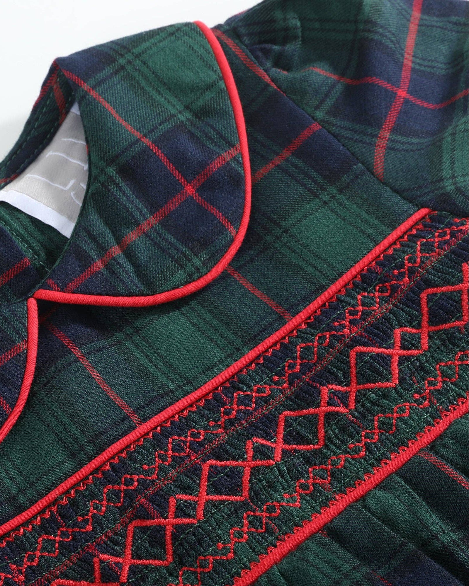 Plaid Smocked Collared Dress