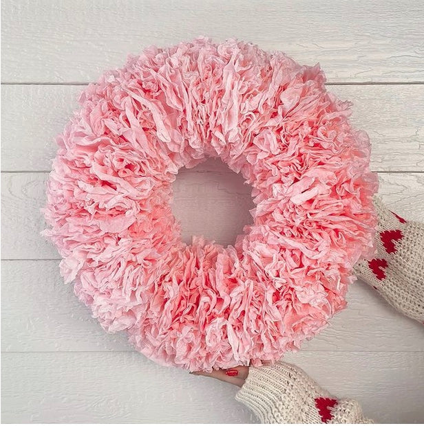 PInk Coffee Filter Wreath