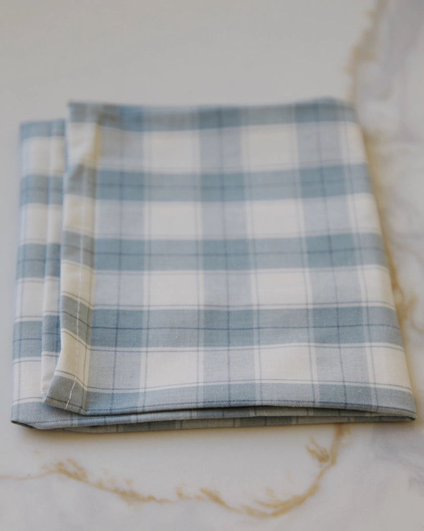 Grey Blue Plaid Napkin